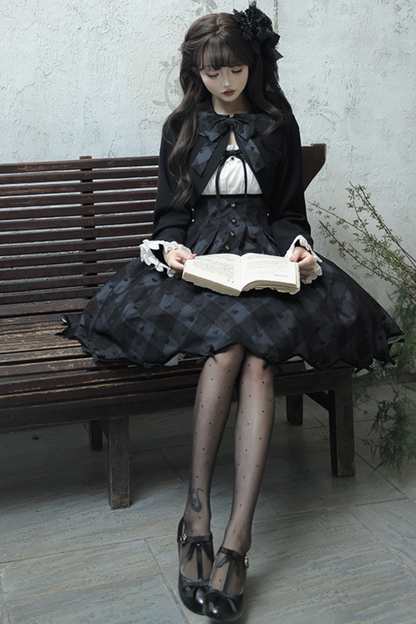 プリンセスブラックジャンパースカートロリータトップレディ+クロップドサイレント