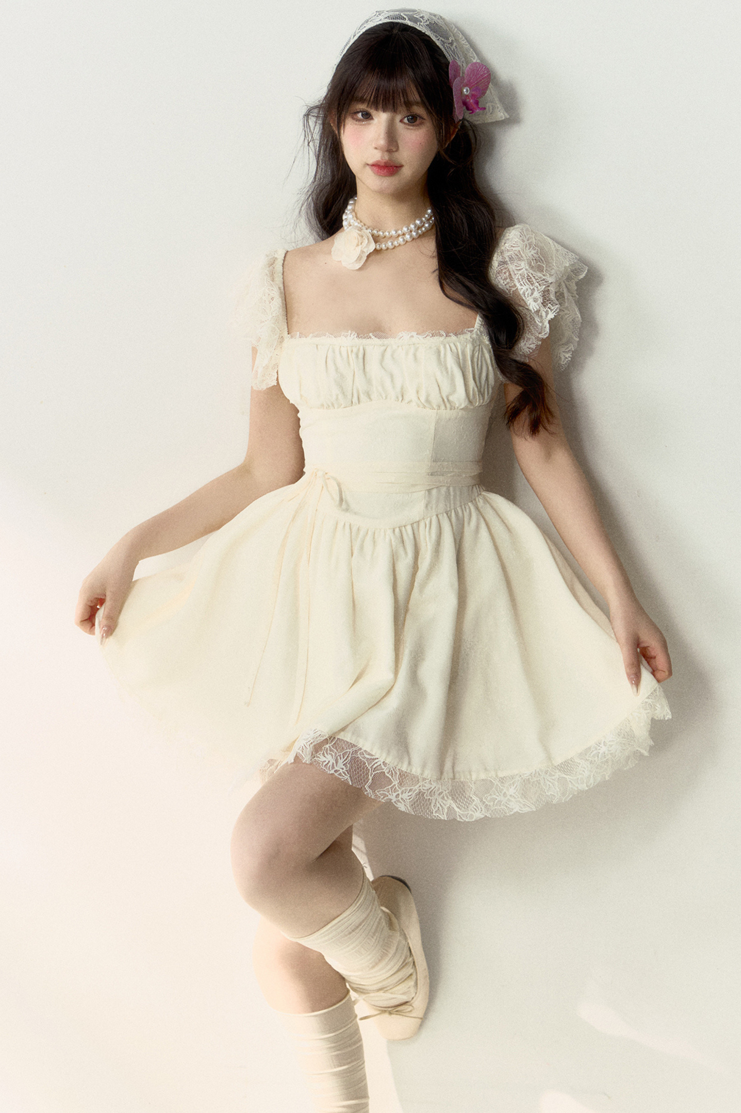 Kleid Schmetterling Spitze Straps