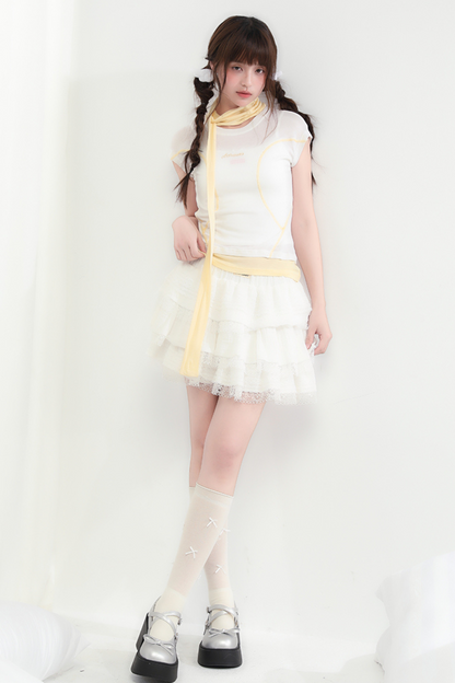 Rock Flare Weiß Süße Spitze