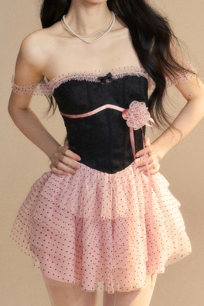 Top Spitze Rosa Tube Schwarzes Kleid