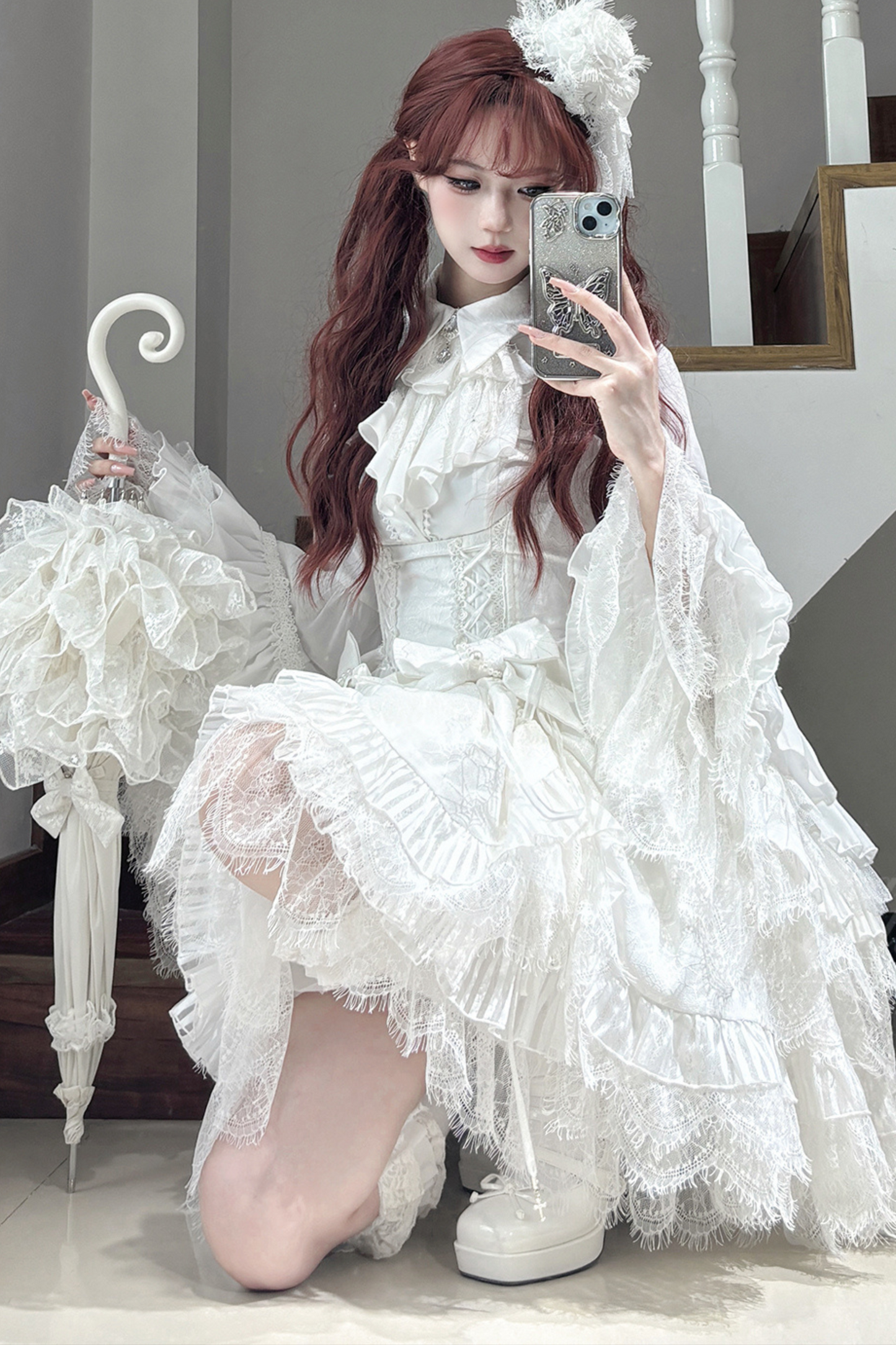 Feather Style Blouse Gothic Lolita Spider
