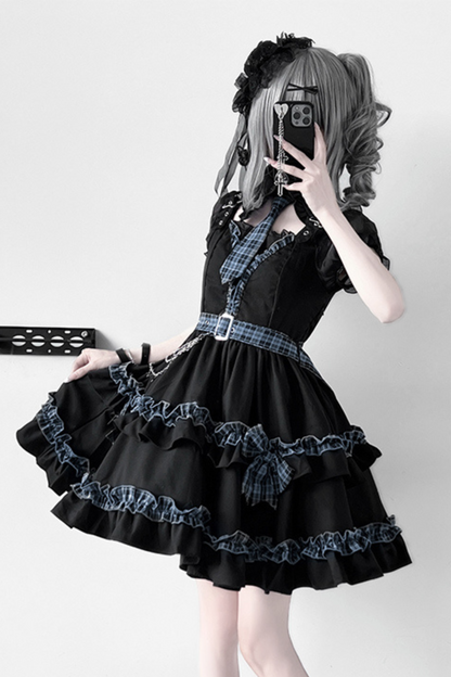 スターライトフリルドレスチェックナイトセット