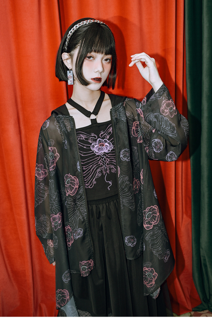 シャツ サンフラワーボーン フード付きシフォン