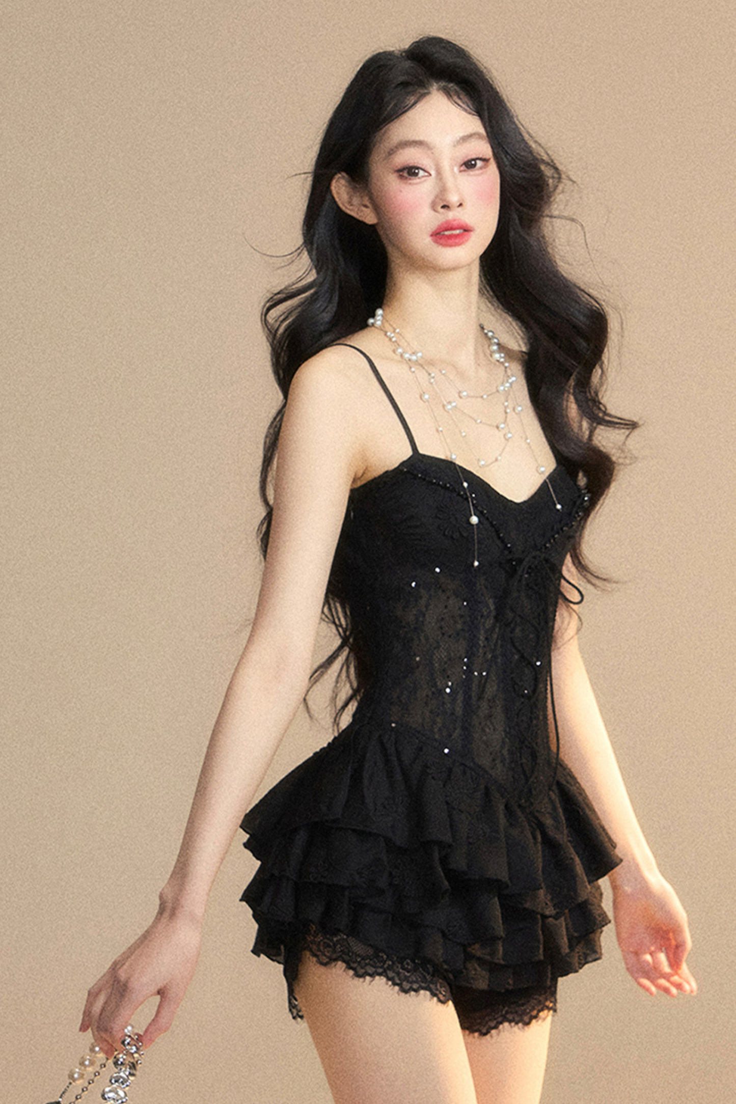 One-Shoulder French Cami Spitzenkleid Soul