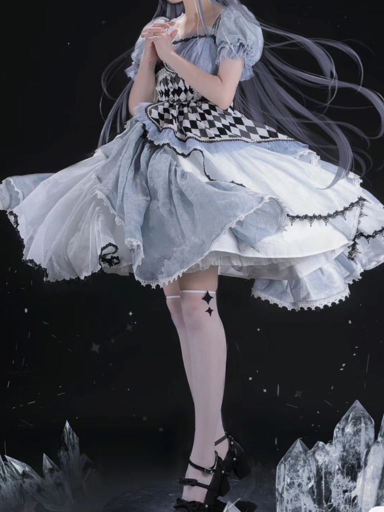 不思議の国のアリス アシンメトリーチェックドレス