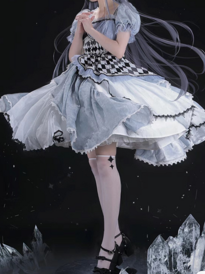 不思議の国のアリス アシンメトリーチェックドレス