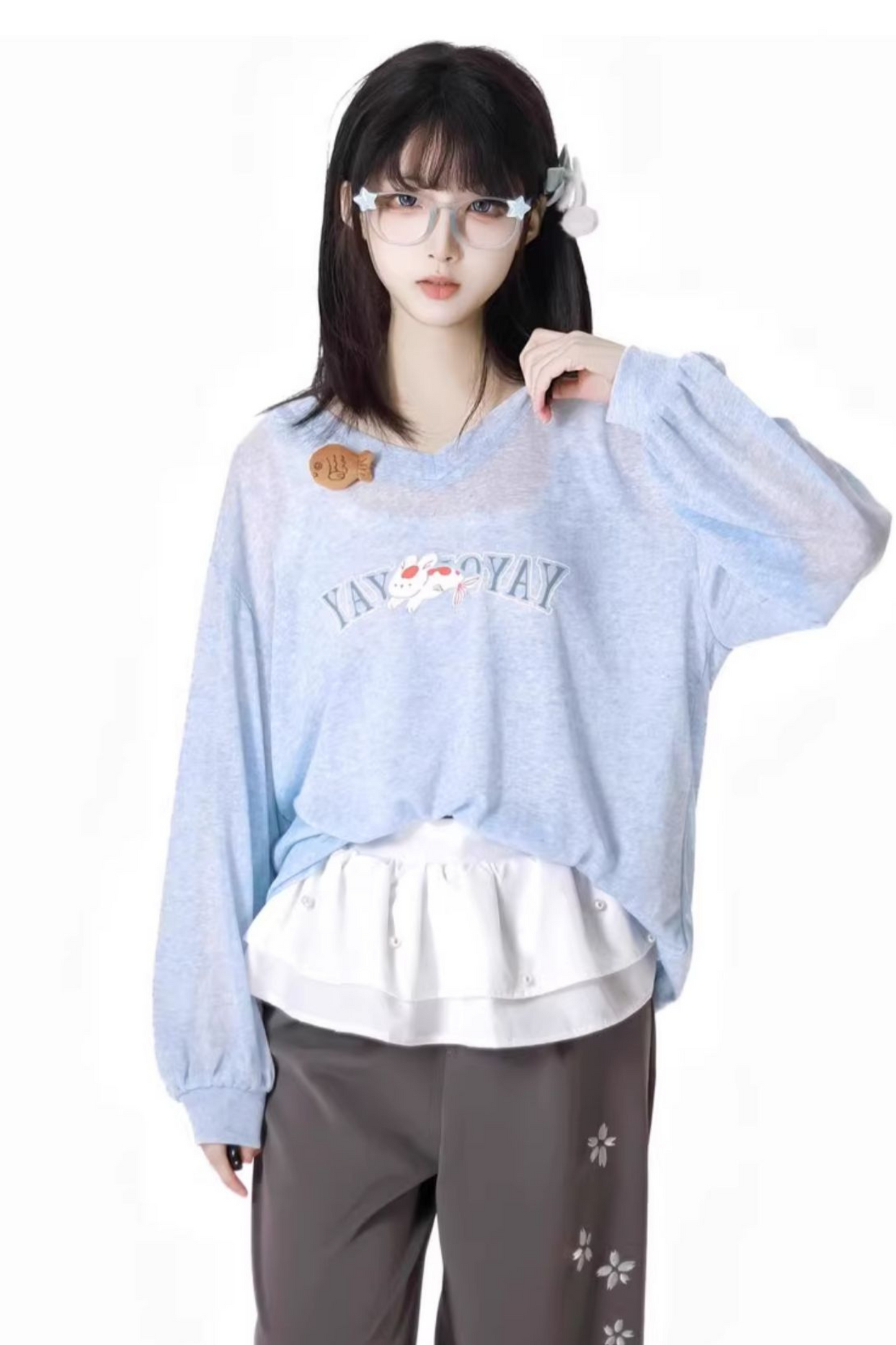 ワイドパンツ ゆったりとした軽いトップス +