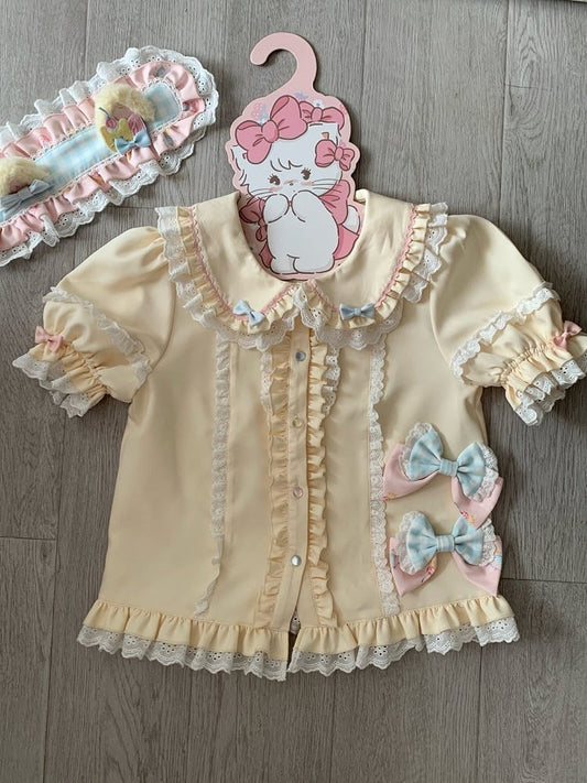 Apricot Peter Collar Blouse Pan Lolita Short-Sleeve