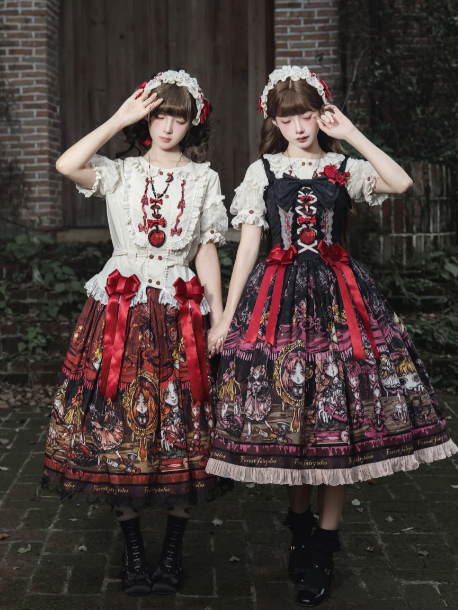 Beige Short-Sleeved Lolita Blouse with Lace Trim Self-Tie Accent - Forest Fairy Tales