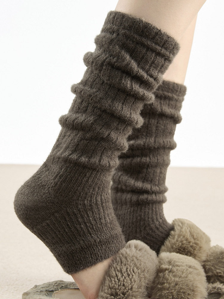 Knit Toe-Open Warmers Fuzzy 4-Color Leg