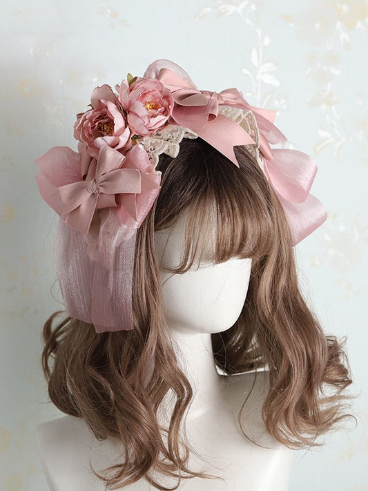 Flowers Adorned with Pink Tulle Bowknots and KC Lolita Lace