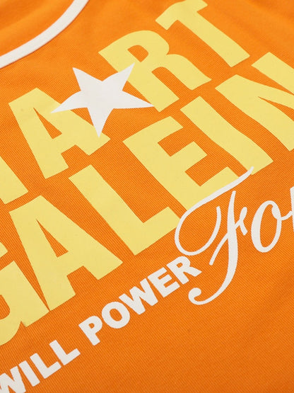 Orange Letter Print Tank Top - Languid Park