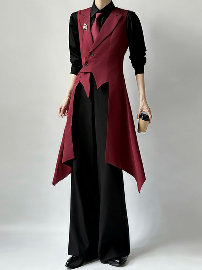 Swallow-Tail Red Elegant Prince Long Waistcoat - ROAE