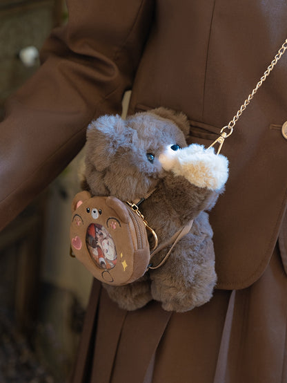 Keychain Plush Small/Middle/Large Bag Brown Backpack/Crossbody Size Bear +