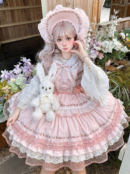 Pan Trim Pink Dreams with Strawberry Collar Peter Cape Twill Lace