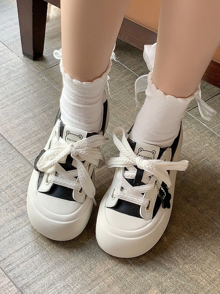 Black Kawaii Platform - Daily Shoes White Sole
