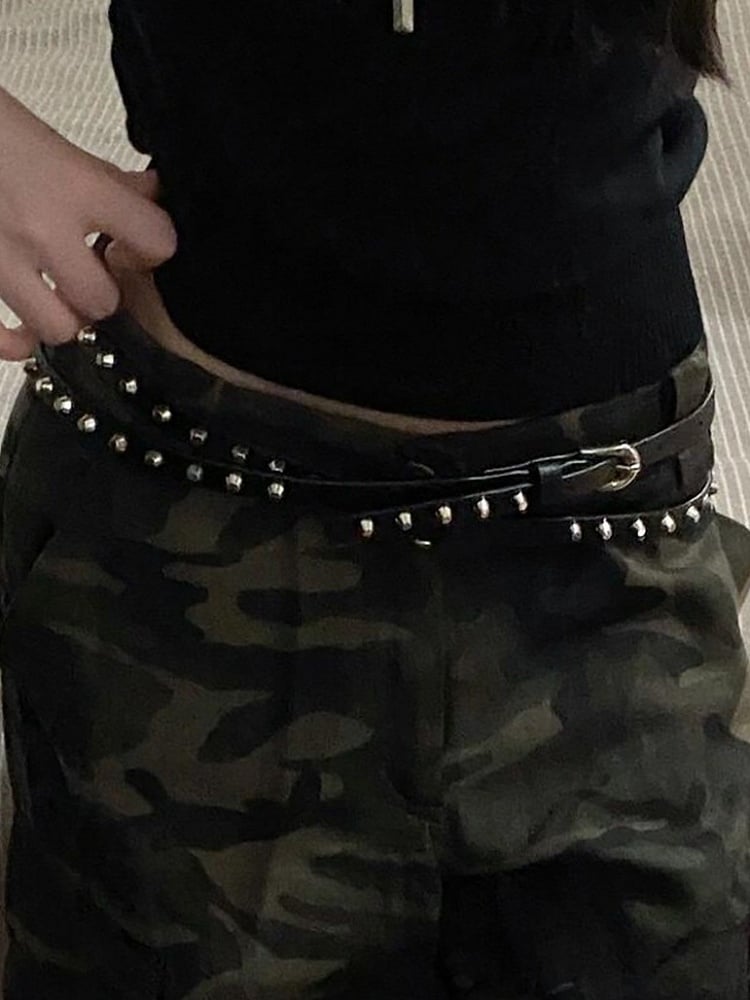 Black Punk Studded Layered Belt