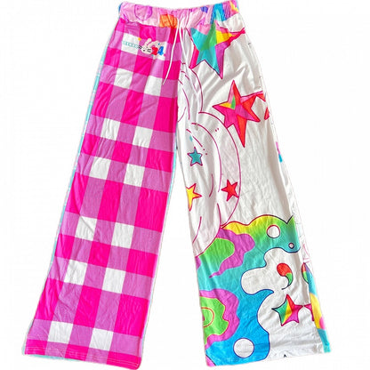 Y2K Print Star Colorful Pants Pattern Plaid Flare Silhouette