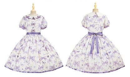 Purple Bowknot Peter Pan Collar Lolita Dress Bows and Butterfly One Piece