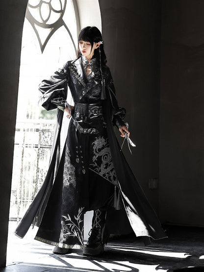 Dragon-Embroidered Han Ensemble with Corset & Trousers - Unknown Star