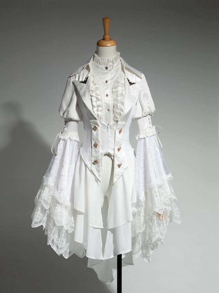 Ouji All Weste Bell White Shirt Tail - Lang + Gothic Set Fashion Lolita Ärmel