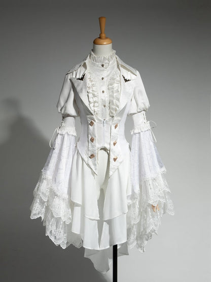 Ouji All Weste Bell White Shirt Tail - Lang + Gothic Set Fashion Lolita Ärmel