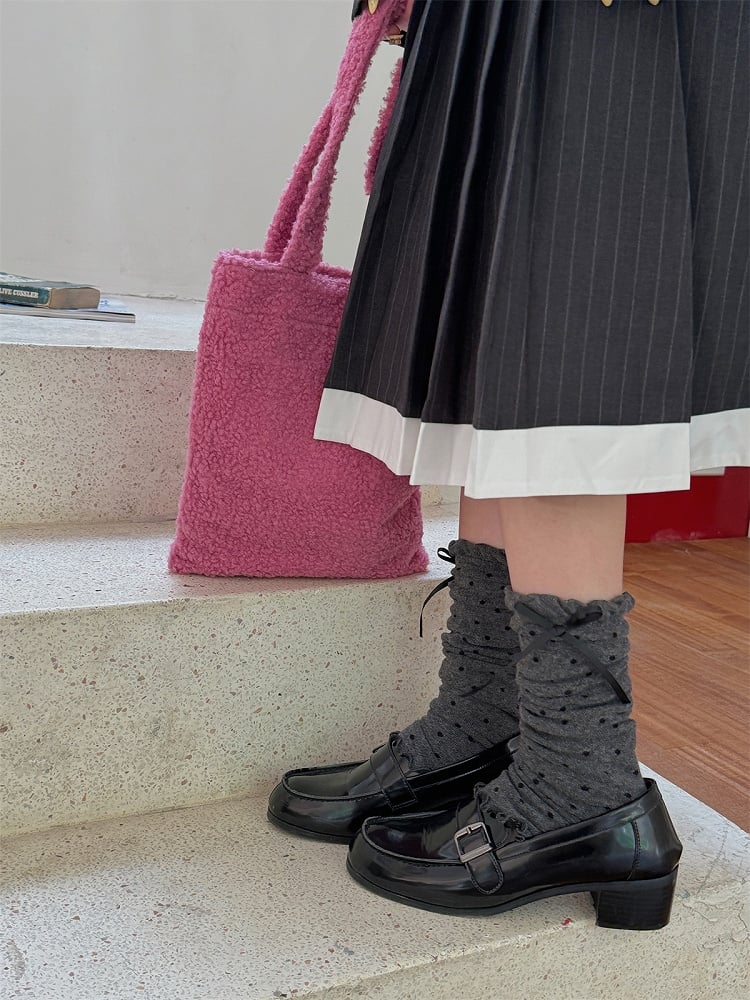 4 Color Options Bowknot Details Polka Dots Leg Warmers