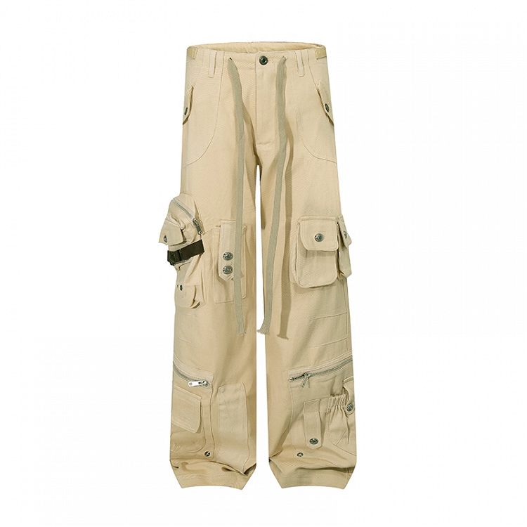 Low Millard Fashion Khaki Rise Cargo Pockets Wide-Leg-Hose