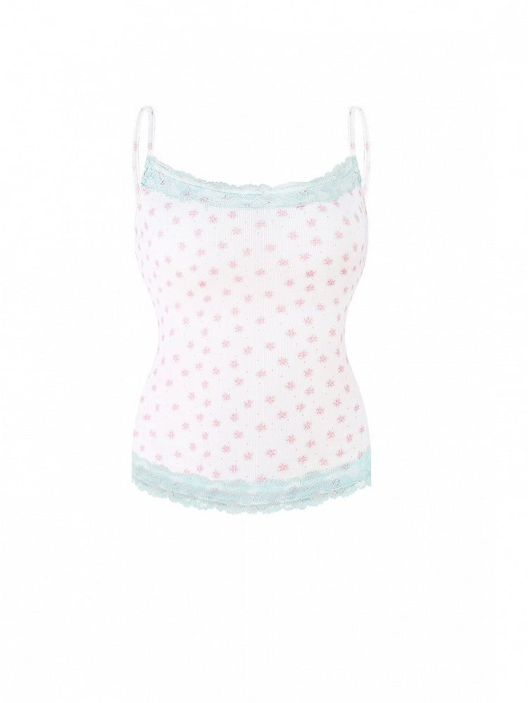 Cami Top White Floral Lace Details Sweet - serendipity