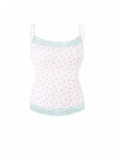 Cami Top White Floral Lace Details Sweet - serendipity