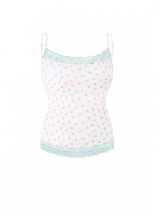 Cami Top White Floral Lace Details Sweet - serendipity