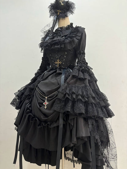 Kuro Sleeves Black Bell with Shirt Bowtie All Layered Gothic Lolita