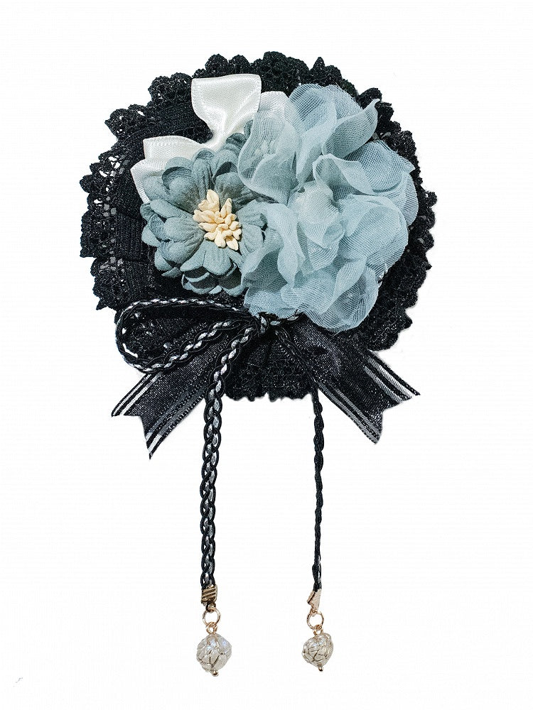 Blue/Green/Red Dark Floral Hairclip