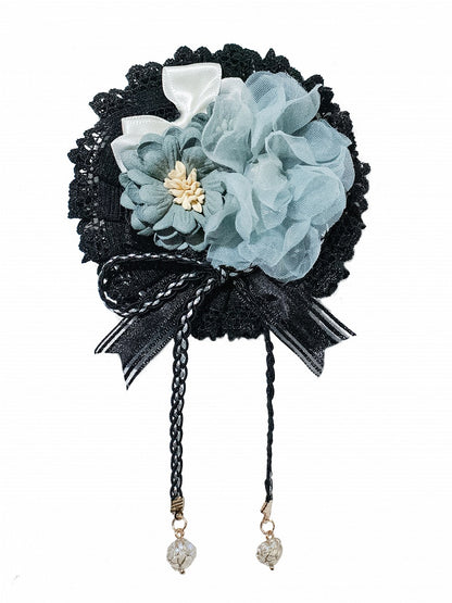 Blue/Green/Red Dark Floral Hairclip