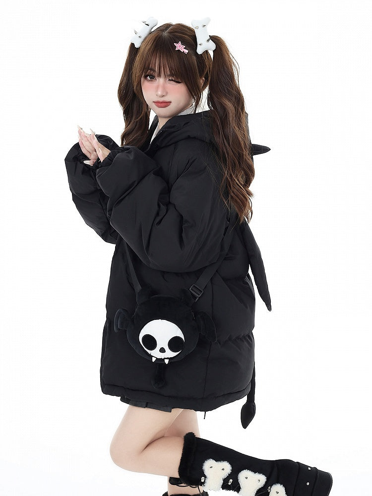 Free with Black Coat Crossbody Horns and Wings Hooded Devil