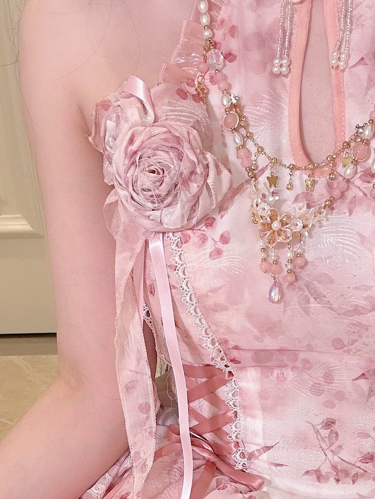 Rose Brooch Lolita Green/Pink