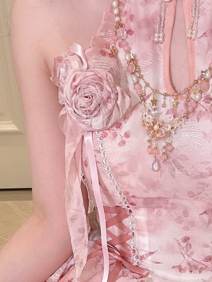 Rose Brooch Lolita Green/Pink