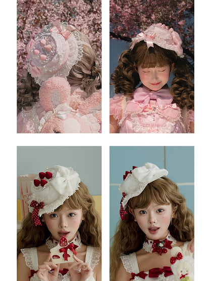 Pink / White Strawberry Cake Mini Hat