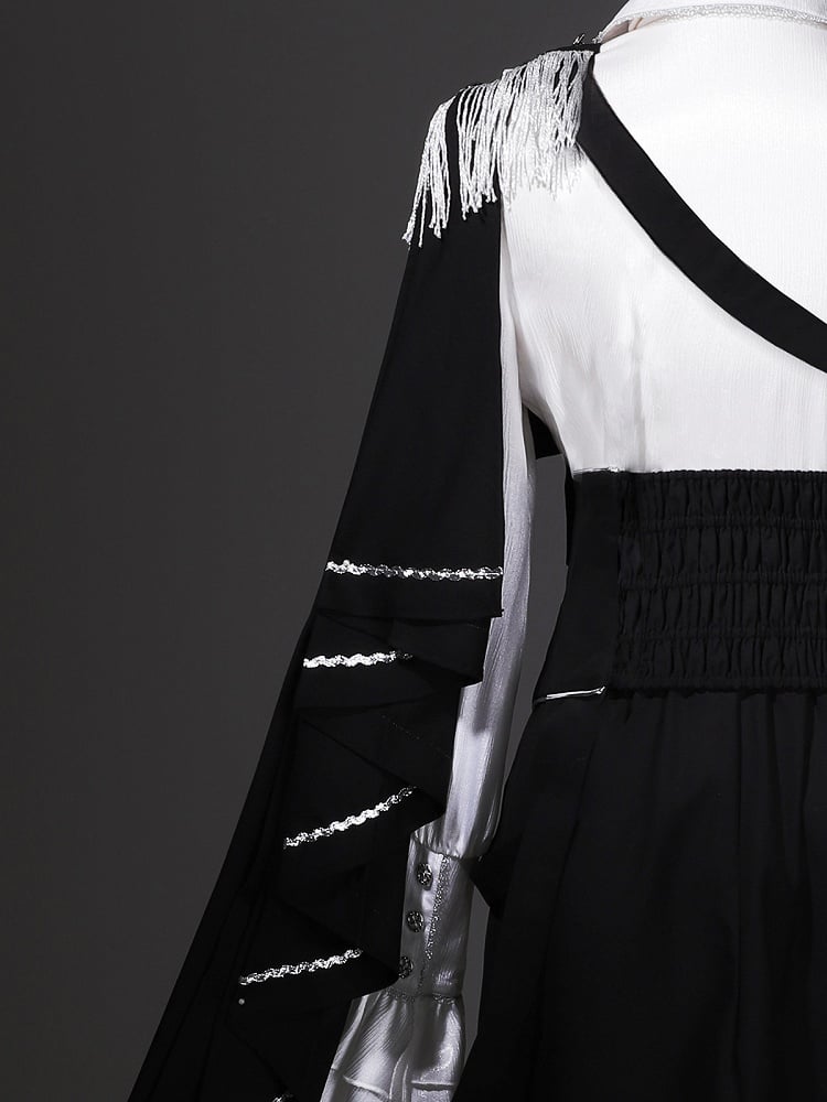 Belt+Black Corset Lolita Pants Pieces Three Prince Shirt+Embroidered Cape Set-One-Shoulder Ouji