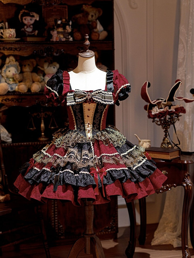 Gothic Lolita Queen of Hearts Dress with Jacquard & Embroidery Detail - Dream Magic Box