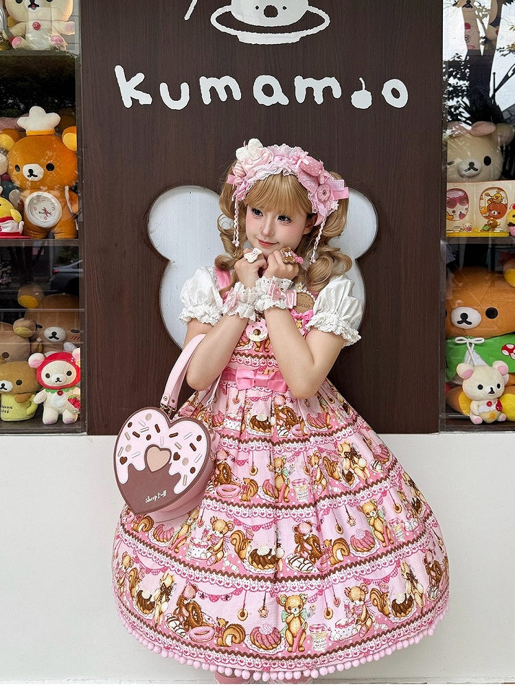Pink Heart-Shaped Sweet Crossbody Handbag - Sheep Puff Bag