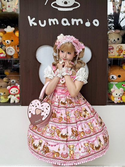 Pink Heart-Shaped Sweet Crossbody Handbag - Sheep Puff Bag