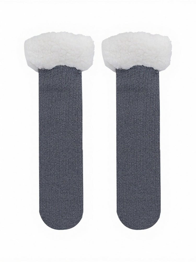 Plush Trim Ribbed Calf Socks in 4 Colors - ModaSwings
