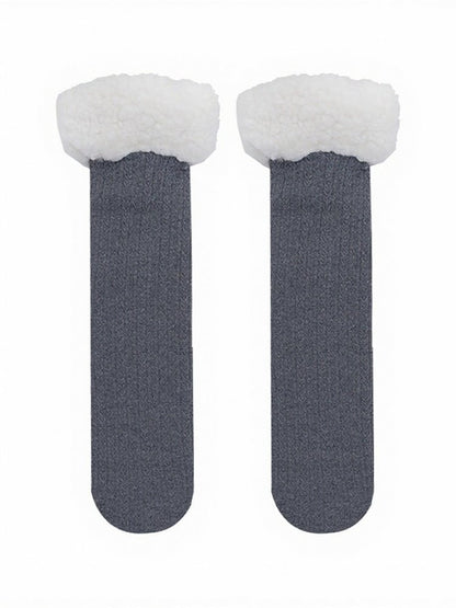 Plush Trim Ribbed Calf Socks in 4 Colors - ModaSwings