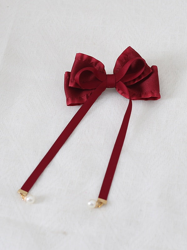 Colors Bowknot with Ribbon Hairclip Cute 8 Bead Decorations
