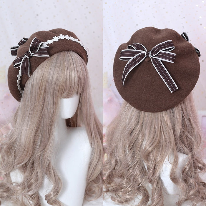 Bowknot Colors Beret Sweet Lolita Daisy 6