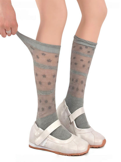 Mesh Floral 3 Breathable Pattern Calf Socks Colors