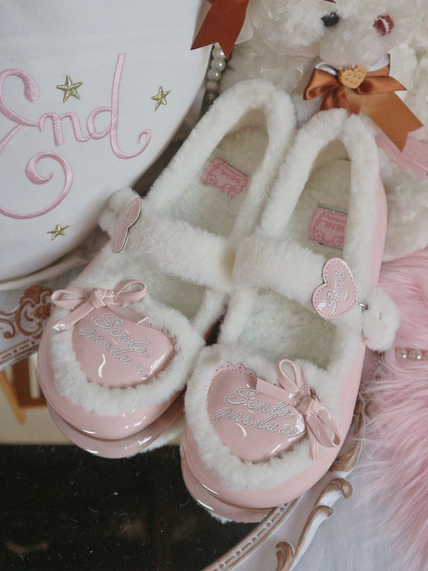 Top Heart Pink Sweet Cozy Fleece Lining at Lolita Flats