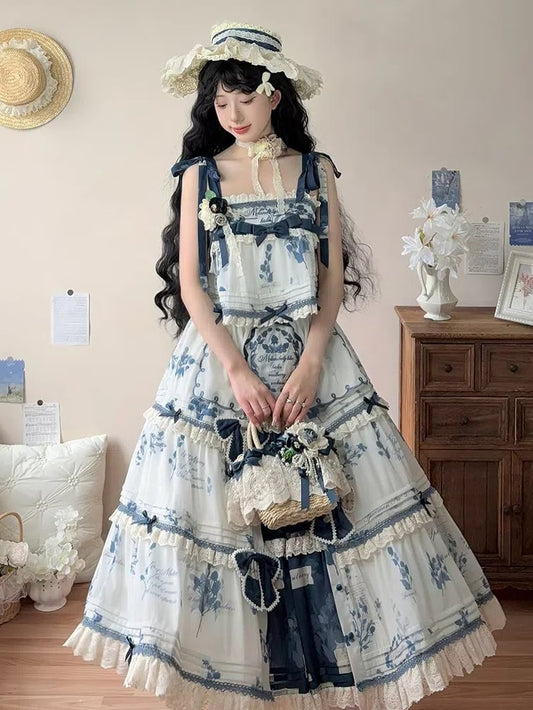 Sommerrock plus Mulberry Blue Cami Print Top + Lolita Verfügbare Setgrößen