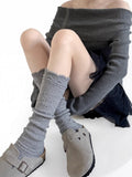 Dark Scalloped Colors: (4 Calf Socks Textured Gray